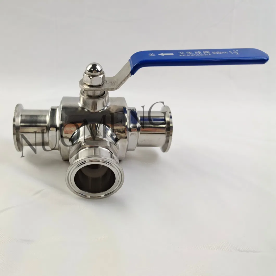 Sanitary Stainless Steel SS304/SS316L Clamped Three-Way (Square) Ball Valve &amp; Globe Valve