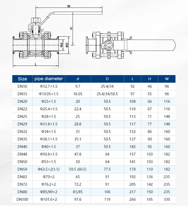 Sanitary Stainless Steel 3PC Ball Valve 3PC Sanitary Ball Valve