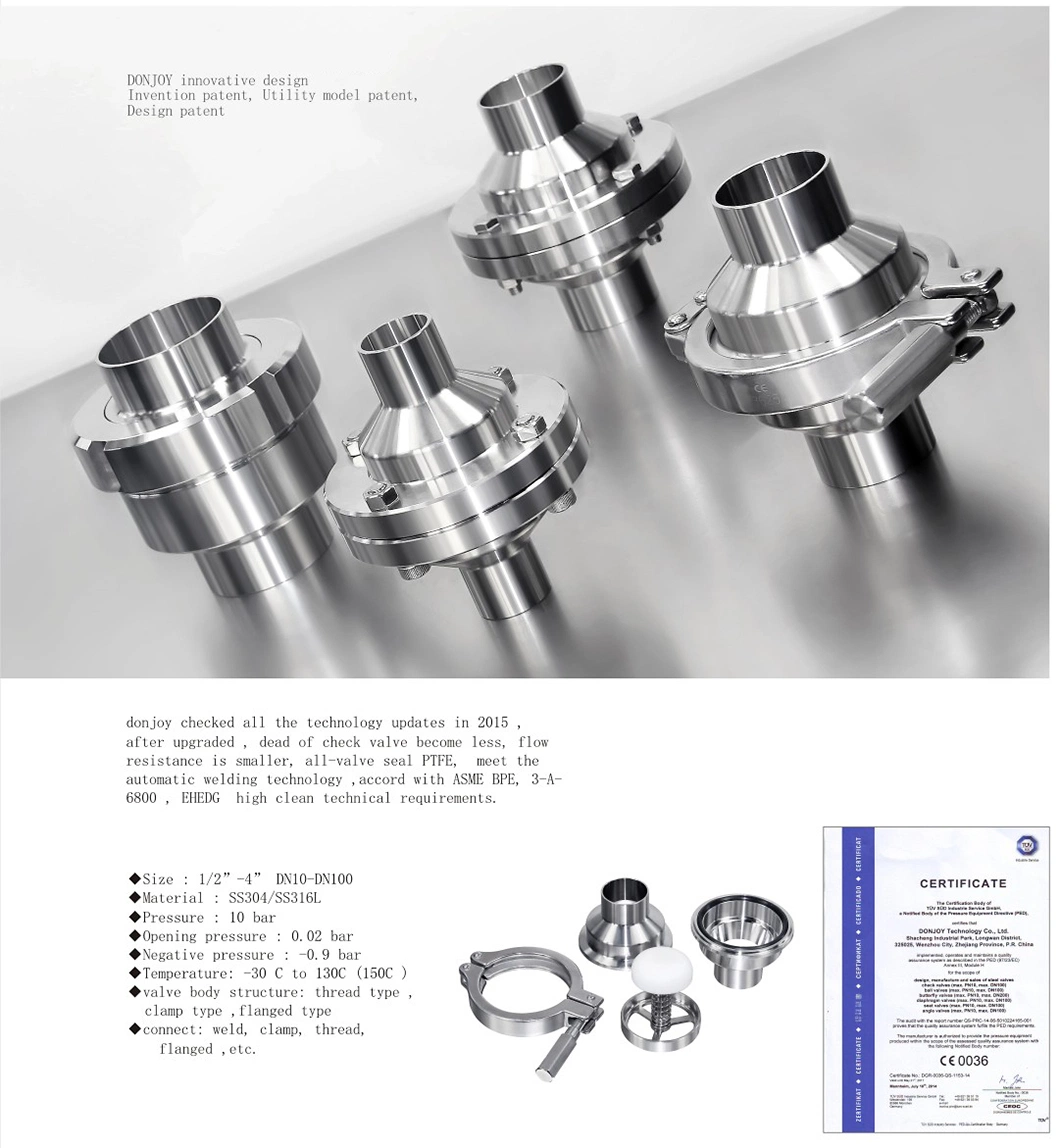 3A ASME SS316L Sanitary Spring Check Valve for Diary