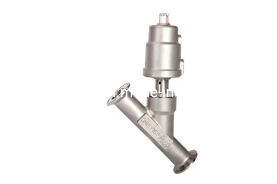 Sanitary Stainless Steel Pneumatic Angle Seat Valve SS304 Clamped